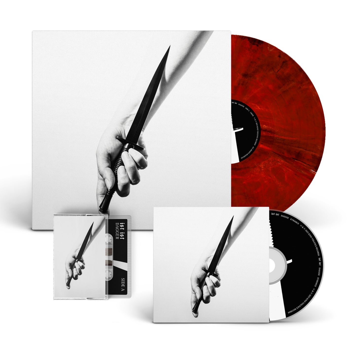 IST IST - 'DAGGER' - Ruby Red Marble 12" Vinyl + CD + Cassette Bundle