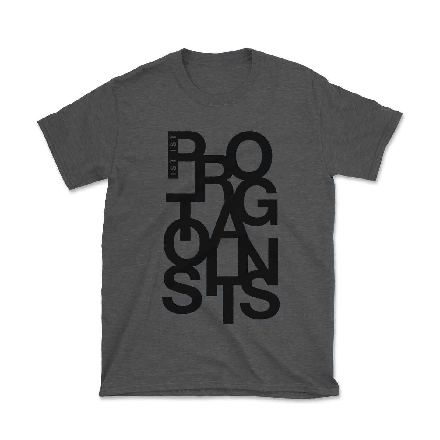 'Protagonists' Letters T-Shirt - Dark Grey Heather