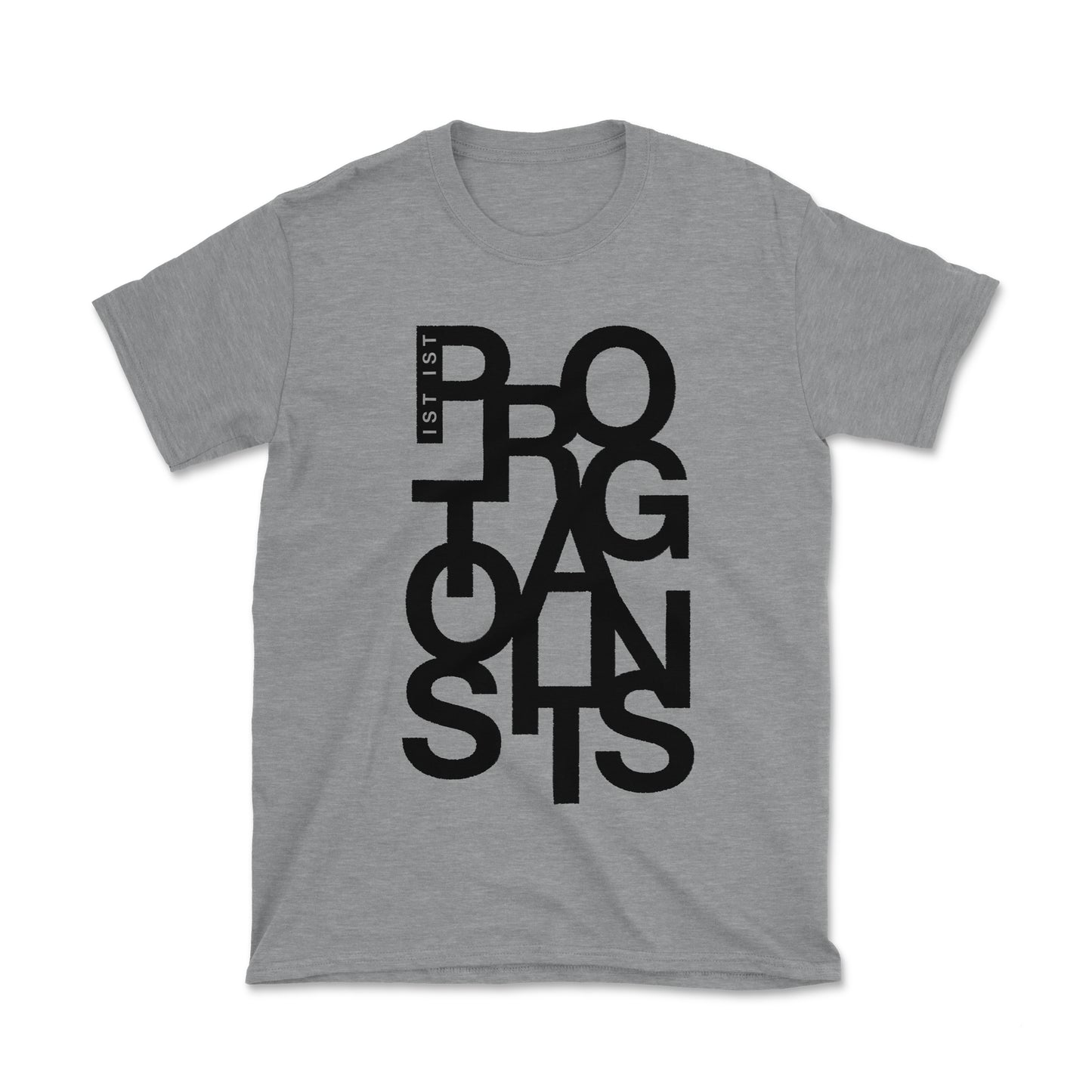 'Protagonists' Letters T-Shirt - Light Grey Heather